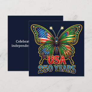 Cartes Pour Fêtes Annuelles WOW ! Papillons des ailes de la liberté USA 250 an