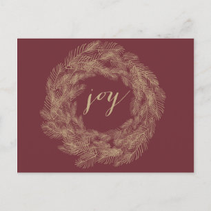 CARTES POUR FÊTES ANNUELLES WREATH HIVER JOY STYLISH HOLIDAY POSTCARD