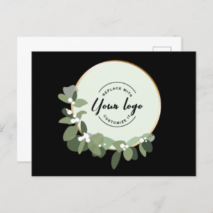 Cartes Pour Fêtes Annuelles Wreath moderne Custom Logo business merci