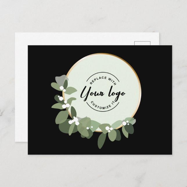 Cartes Pour Fêtes Annuelles Wreath moderne Custom Logo business merci (Devant / Derrière)