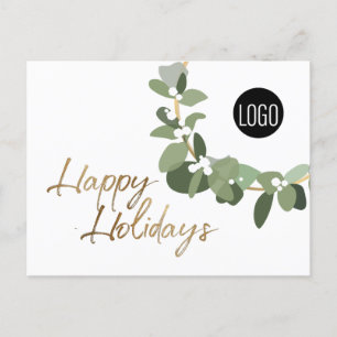 Cartes Pour Fêtes Annuelles Wreath moderne Votre logo or Joyeuses fêtes