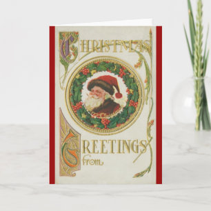 Cartes Pour Fêtes Annuelles Wreath Père Noël victorienne