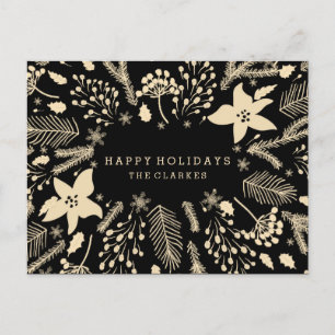 CARTES POUR FÊTES ANNUELLES WREATING FOLIAGE HIVER STYLISH HOLIDAY POSTCARD