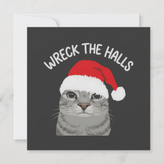 Cartes Pour Fêtes Annuelles Wreck The Halls Chat de Noël