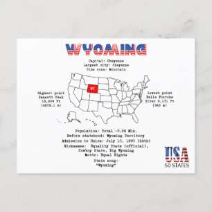 Cartes Pour Fêtes Annuelles Wyoming American state on a map and useful info