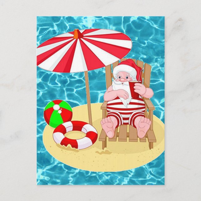 Cartes Pour Fêtes Annuelles xmas beach santa claus (Devant)