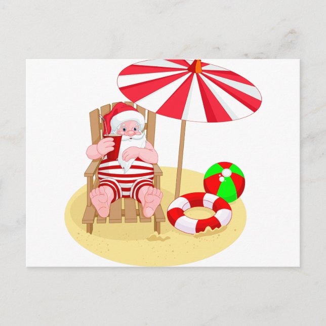 Cartes Pour Fêtes Annuelles xmas beach santa claus (Devant)
