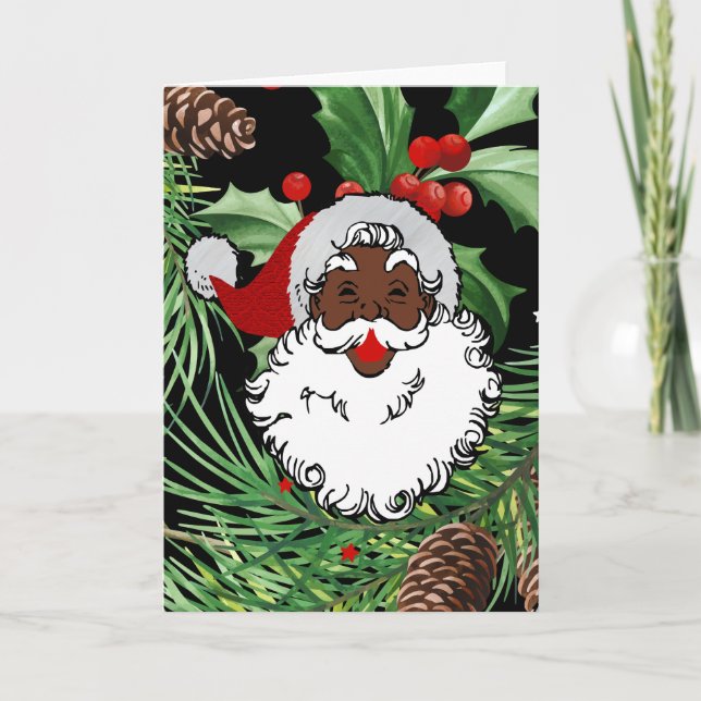 Cartes Pour Fêtes Annuelles xmas holly black santa claus (Devant)