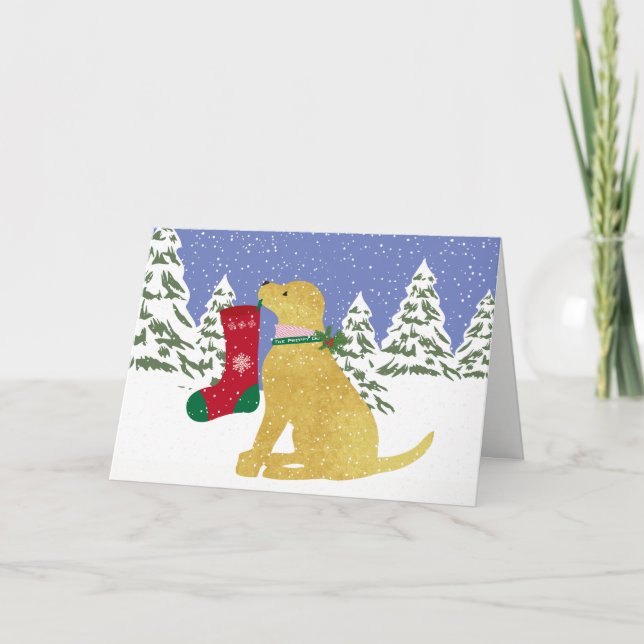 Cartes Pour Fêtes Annuelles Xmas Jaune Personnalisé Laboratoire Preppy Chien (Devant)