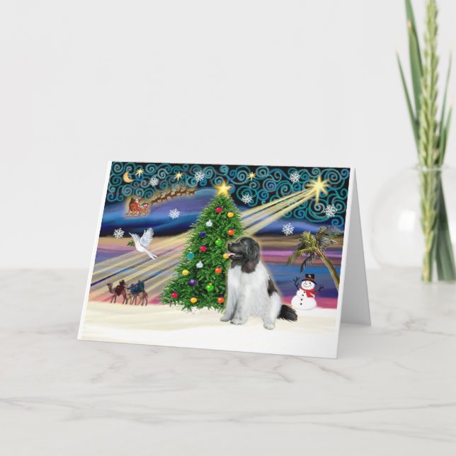 Cartes Pour Fêtes Annuelles Xmas Magic-Newfie-Landseersit (Devant)