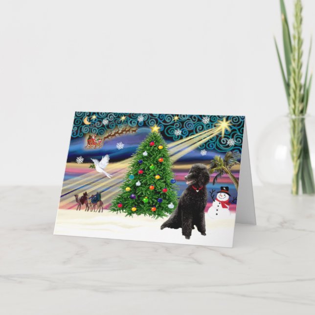 Cartes Pour Fêtes Annuelles Xmas Magic-Poodle-Std-noir (Devant)