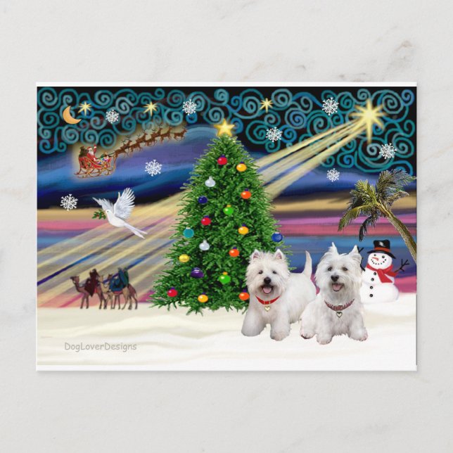 Cartes Pour Fêtes Annuelles XMAS MAGIC-WestiePAIR5et8 (Devant)