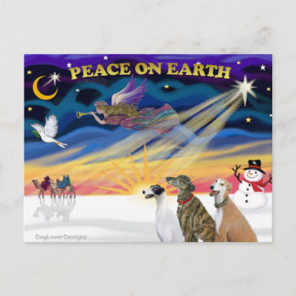 Cartes Pour Fêtes Annuelles XmasSunrise-3 Greyhounds