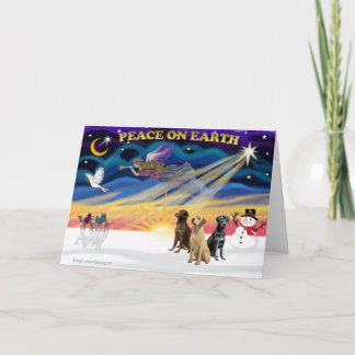 Cartes Pour Fêtes Annuelles XmasSunrise-3 Retrievers du Labrador