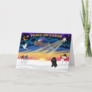 Cartes Pour Fêtes Annuelles XmasSunrise-Caniche-Noir