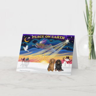 Cartes Pour Fêtes Annuelles XmasSunrise-Deux Dachshunds-LH