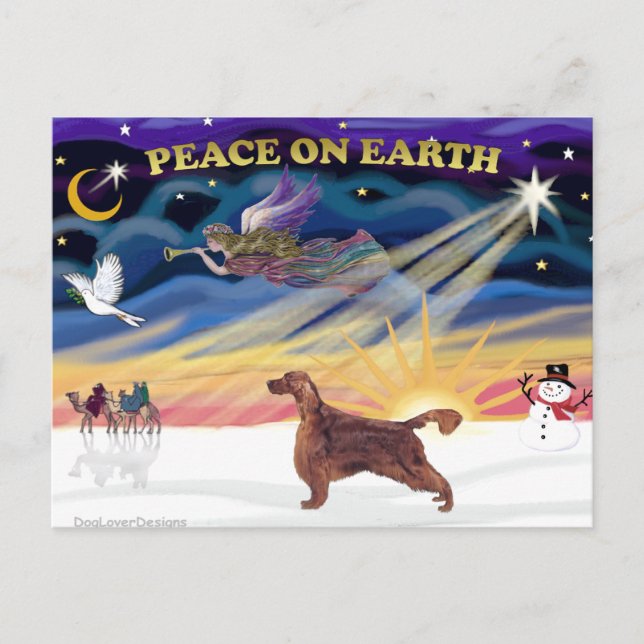Cartes Pour Fêtes Annuelles XmasSunrise - Irish Setter 1 (Devant)