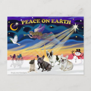 Cartes Pour Fêtes Annuelles XmasSunrise-Quatre Bouledogues Français