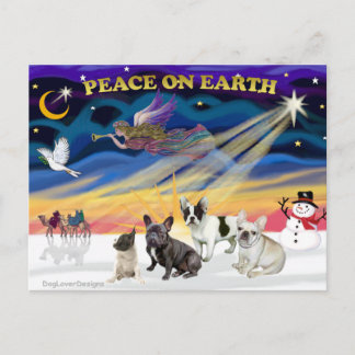 Cartes Pour Fêtes Annuelles XmasSunrise-Quatre Bouledogues Français
