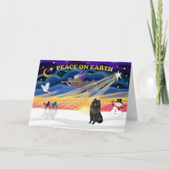 Cartes Pour Fêtes Annuelles XmasSunrise-Schipperke1 (Devant)