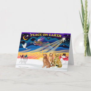 Cartes Pour Fêtes Annuelles XmasSunrise-Three Golden Retrievers