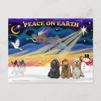 Cartes Pour Fêtes Annuelles XmasSunrise-Trois Espagnols Cocker