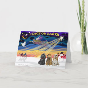 Cartes Pour Fêtes Annuelles XmasSunrise-Trois Espagnols Cocker