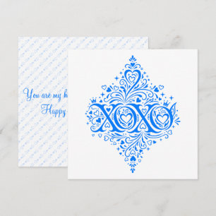 Cartes Pour Fêtes Annuelles XOXO Art de la Saint-Valentin Bleu