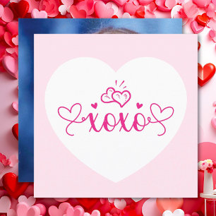 Cartes Pour Fêtes Annuelles XOXO Écriture Élégante Cœurs Roses Saint-Valentin