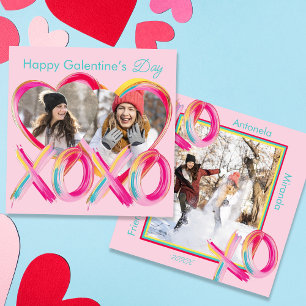 Cartes Pour Fêtes Annuelles XOXO Galentine’s Day Photo personnalisée colorée