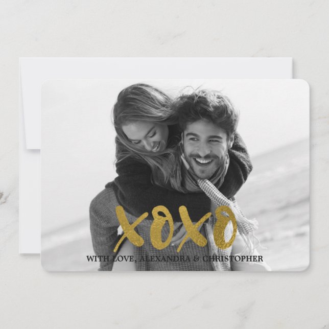 Cartes Pour Fêtes Annuelles XOXO Gold Foil Saint Valentin Photo (Devant)