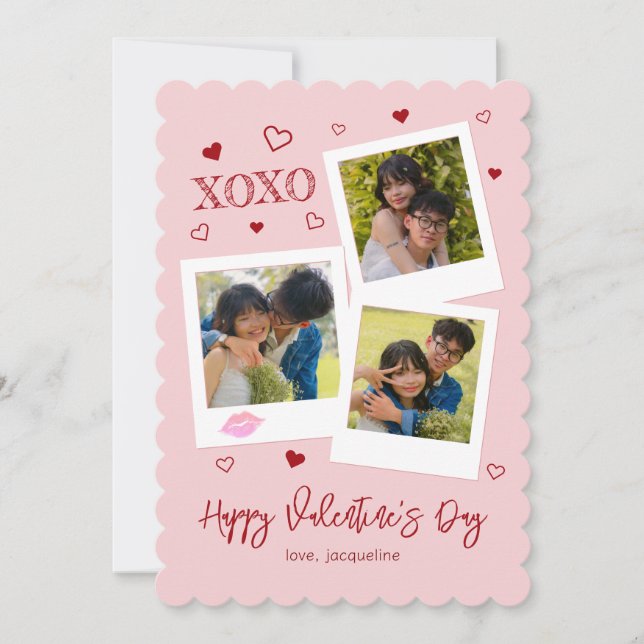 Cartes Pour Fêtes Annuelles XOXO Instant Photo Style Valentine’s (Devant)