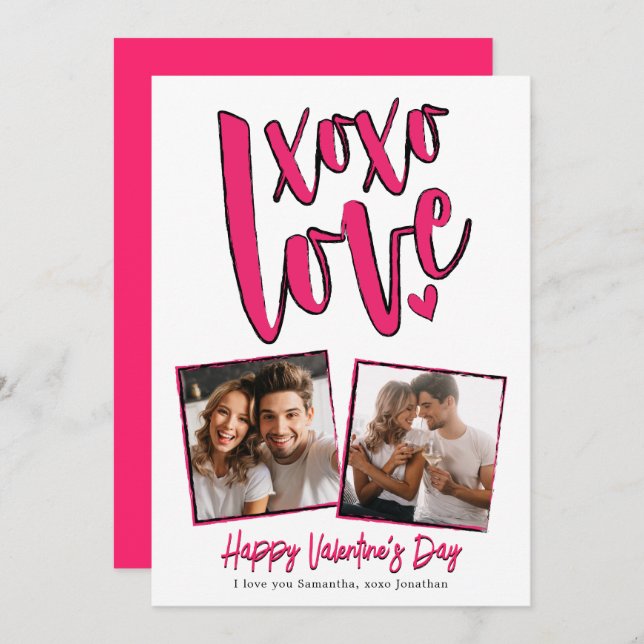 Cartes Pour Fêtes Annuelles XOXO Love Photo Saint Valentin Photo (Devant / Derrière)