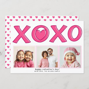 Cartes Pour Fêtes Annuelles XOXO rose moderne photo du coeur de la Saint Valen
