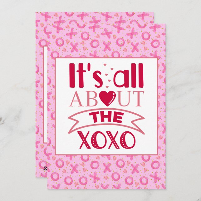 Cartes Pour Fêtes Annuelles XOXO Rose Rouge Cute Coeur Saint Valentin Salutati (Devant / Derrière)
