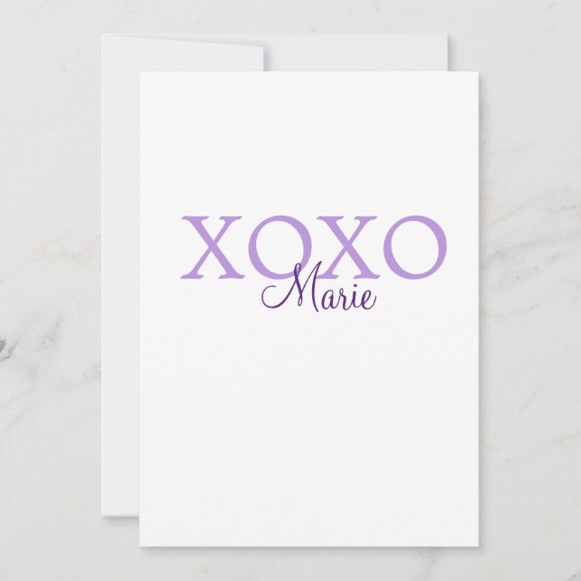 Cartes Pour Fêtes Annuelles Xoxo Saint-Valentin ajoutez nom pastel violet mini (Devant)