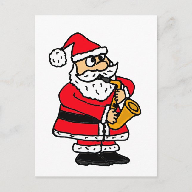 Cartes Pour Fêtes Annuelles XX le père noël drôle jouant le saxophone (Devant)