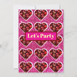 Cartes Pour Fêtes Annuelles Y2K『Let's Party』チェリーデザイン♡