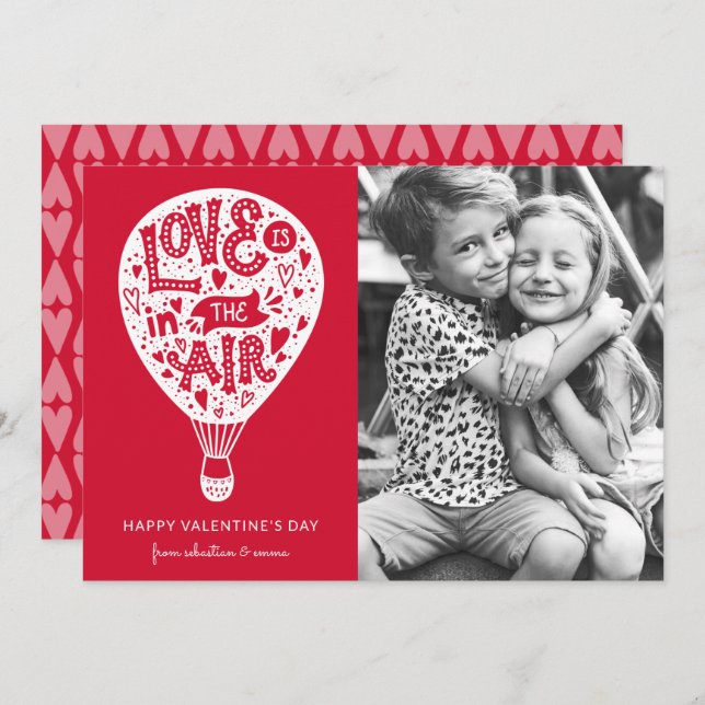 Cartes Pour Fêtes Annuelles Y'a de l'amour dans l'air  | Blanc | Photo Valenti (Devant / Derrière)