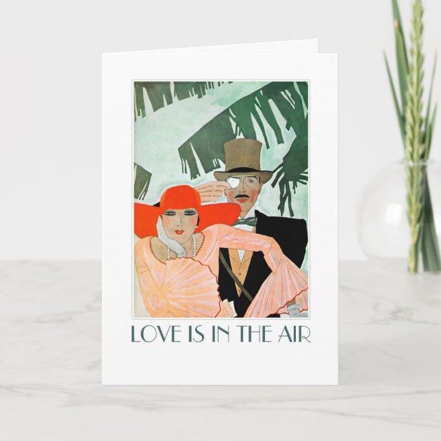 Cartes Pour Fêtes Annuelles Y'a de l'amour dans l'air . Saint-Valentin Art déc (Devant)