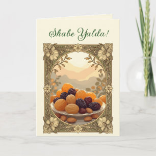 Cartes Pour Fêtes Annuelles Yalda Chelle Nuit Fruits Secs et Noix Art Nouveau
