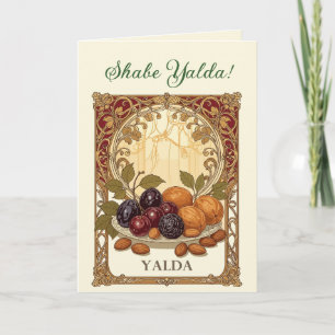 Cartes Pour Fêtes Annuelles Yalda Chelle Nuit Solstice d'Hiver Fruits et Noix