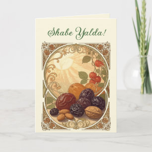 Cartes Pour Fêtes Annuelles Yalda Fruit et Noix Solstice d'Hiver Persan
