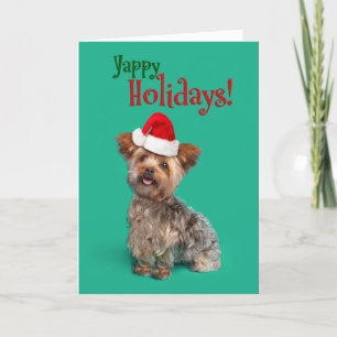 Cartes Pour Fêtes Annuelles Yappy (Heureux) Vacances Funny Yorkshire Terrier