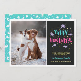 Cartes Pour Fêtes Annuelles Yappy Howlidays Chien Christmas Photo Black