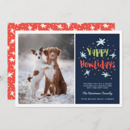 Cartes Pour Fêtes Annuelles Yappy Howlidays Chien Photo de Noël Marine