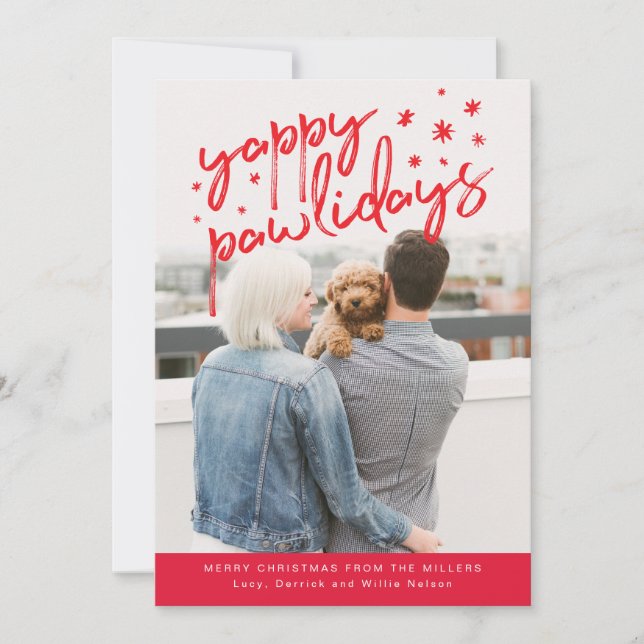 Cartes Pour Fêtes Annuelles Yappy Pawlidays Chien Photo de Noël (Devant)