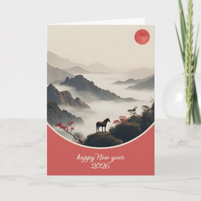 Cartes Pour Fêtes Annuelles Year of the Horse 2026 Chinese New Year Mountain  (Devant)