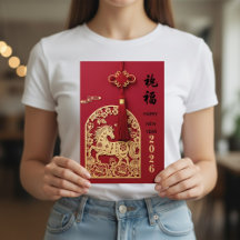 Year of the Horse 2026 Chinese New Year Red Gold