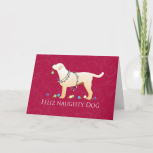 Cartes Pour Fêtes Annuelles Yellow Lab Christmas Feliz Naughty Chien